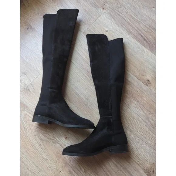 Stuart Weitzman 5050 Black Suede Knee High Boots$795